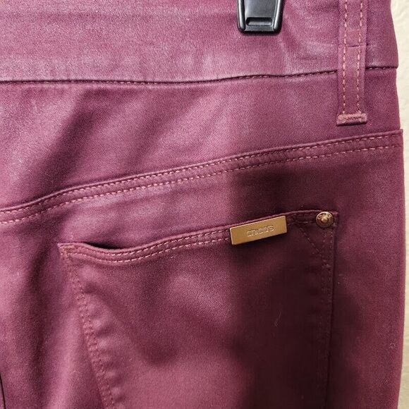Chico's Girlfriend Ankle Pants Women's 6R Maroon Cotton Stretch Straight Leg - Picture 3 of 8